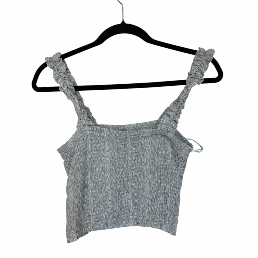 Light blue crop top with ruffle straps size medium